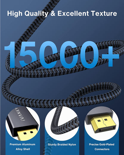 IVANKY 6FT DisplayPort Cable 2-Pack - Nylon DP to DP Cord for 4K@60Hz & 2K@165Hz - Perfect for PC, Laptop, and TV