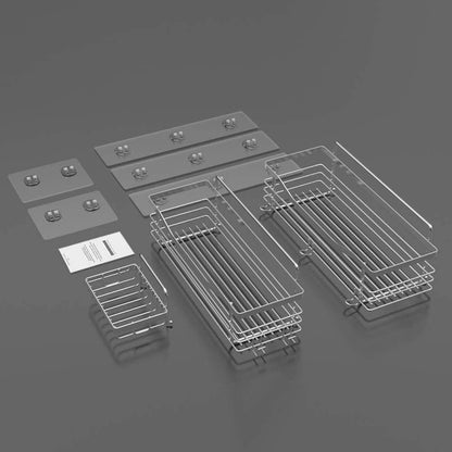 Orimade 3-Pack Wall-Mounted Shower Caddy with 5 Hooks - Rustproof SUS304 Stainless Steel Bathroom & Kitchen Organizer, No Drilling Needed!