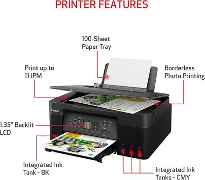 Canon Megatank G3290 Wireless All-In-One Printer - Print, Copy, Scan, Mobile Printing, 2.7" LCD Touchscreen, Auto Duplex