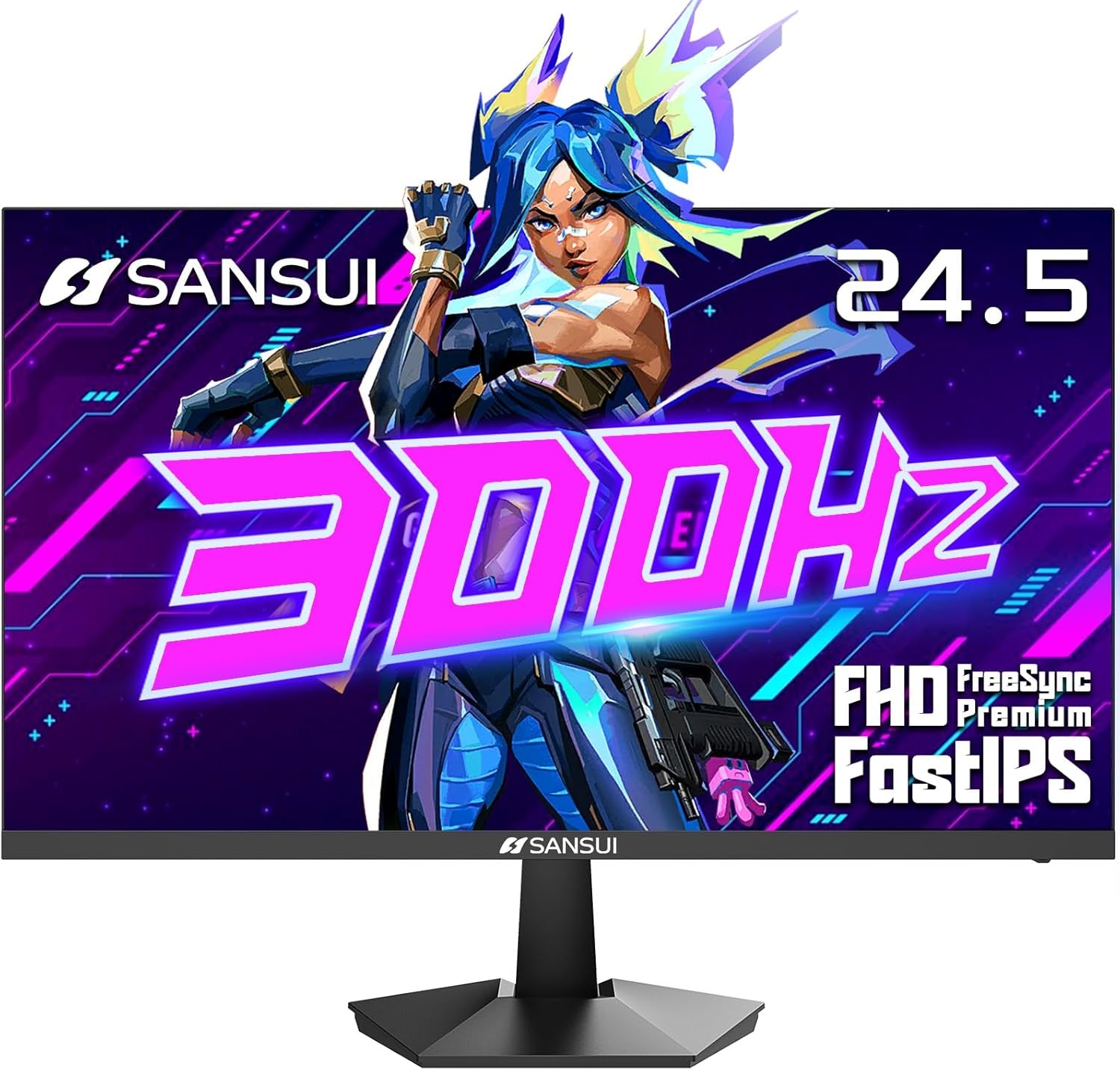 SANSUI 24.5" Gaming Monitor - 300Hz/240Hz FHD 1080P, 1ms Response, HDR, FreeSync, Fast IPS, Dual DisplayPort & HDMI, VESA Support - Ultimate Gaming Experience (Es-G25X1 PRO)