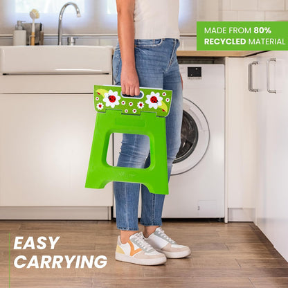 Vigar Compact Foldable Step Stool - Lightweight, Non-Slip Design for Adults up to 330 lbs - Cute Ladybug Top!