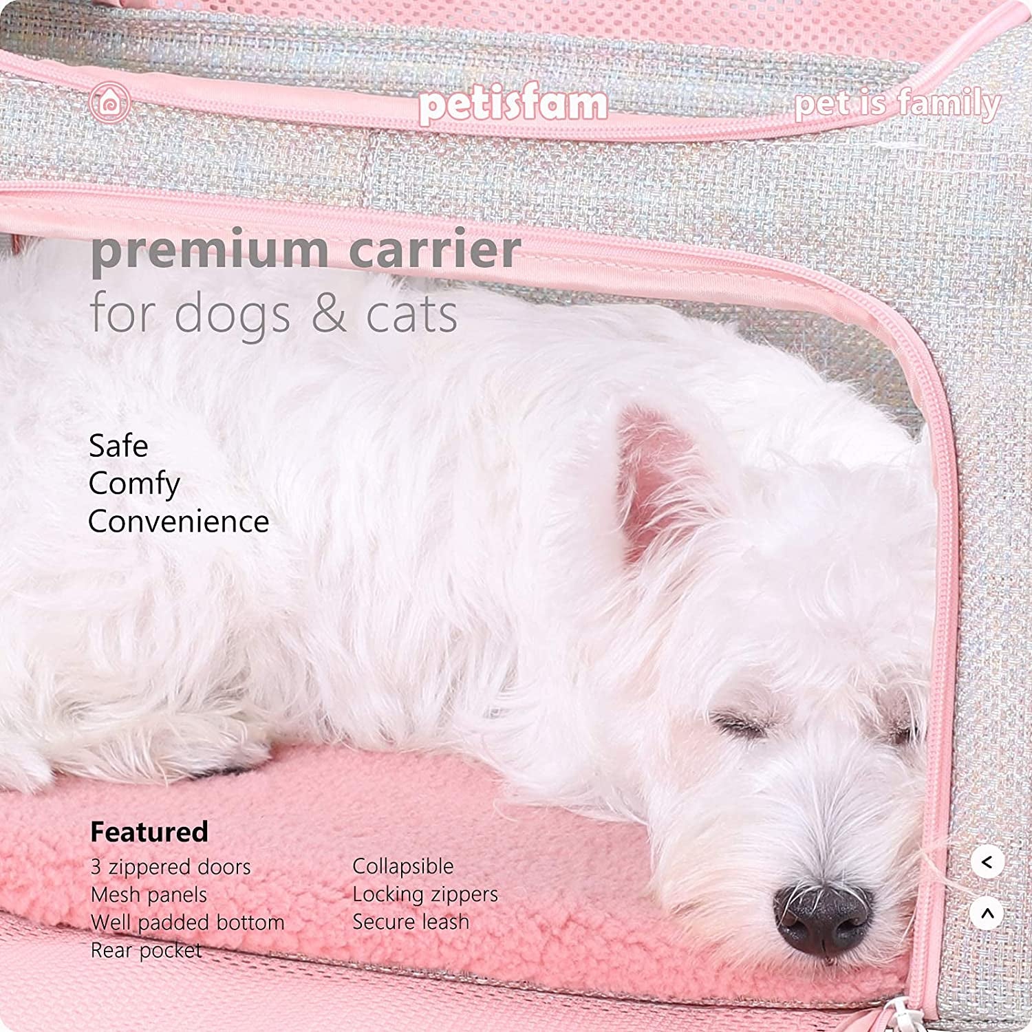 Petisfam Soft Cute Travel Pet Carrier Bag for Medium Cats, Kitty and Puppy, Fantasy Pink, M