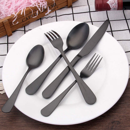 Elegant Matte Black Stainless Steel Flatware Set - 20-Piece Service for 4, Dishwasher Safe Kitchen Utensils for Home & Restaurant
