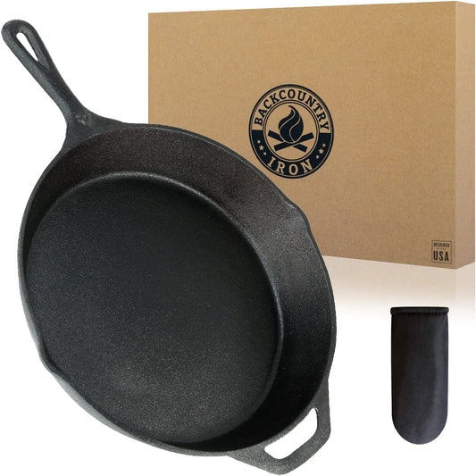 Backcountry Iron 12-Inch Pre-Seasoned Cast Iron Skillet - Perfect for All Your Cooking Adventures!