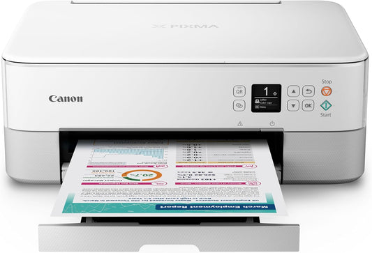 Canon PIXMA TS6420A Wireless All-In-One Inkjet Printer - Print, Copy, Scan - Sleek White Design