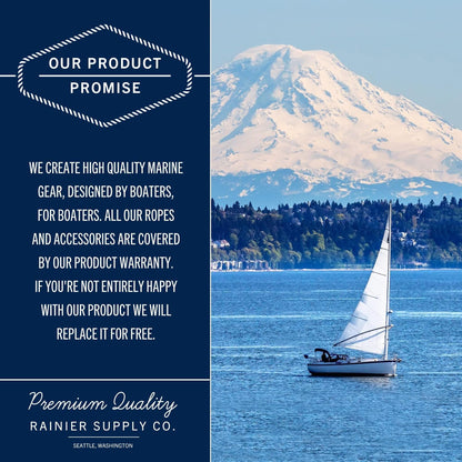 Rainiersupplyco Dock Lines - Boat Rope for Docking with Loop - 30 Ft X 3/4 Inch Premium Double Braided Nylon Marine Rope - Mooring Line with 18" Eyelet - Boat Accessories - Navy Blue