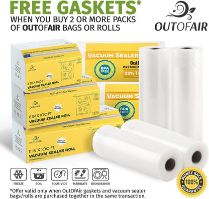 Premium 100 Gallon Vacuum Sealer Bags (11" X 16") - BPA Free, 33% Thicker, Compatible with Foodsaver & More - Commercial Grade Quality
