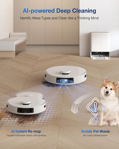 DEEBOT T30S Pro Robot Vacuum and Mop with 11,000 Pa Suction, Auto Empty Station Smart Navigation AI Edge Cleaning Robot,10-In-1 Cleaning Station