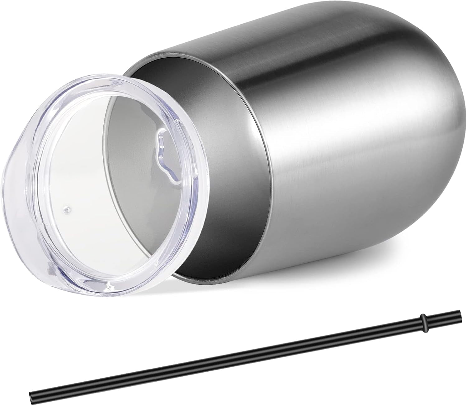 VEGOND 12-Pack Stainless Steel Wine Tumblers - 12oz Double Wall Insulated Cups with Lids & Straws for Hot & Cold Drinks