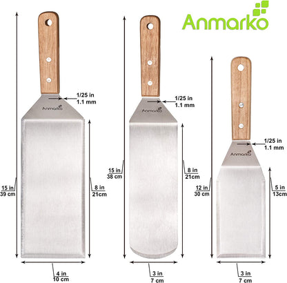 Premium Stainless Steel Teppanyaki Spatula Set - Perfect for Grilling, Flipping Pancakes, and Cooking on Cast Iron Griddles - BBQ Essential!