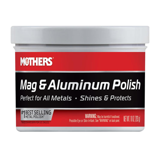 Mothers Mag & Aluminum Polish, 10 Oz. – Brilliant Shine, Easy to Use, for All Uncoated & Unplated Metals Including Aluminum Wheels, Stainless Steel Trim and Exhaust Tips, Brass & More (05101)