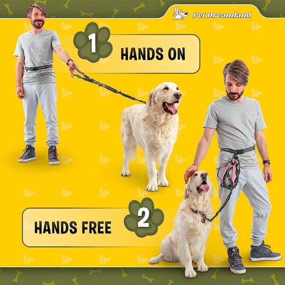 Pet Dreamland Exquisite Handsfree Dog Leash for Large Dogs. Ultimate Comfort & Freedom for Walking and Hiking. Premium Quality, Durable & Versatile Waist Belt. Your Dog Will Love This Running Leash.