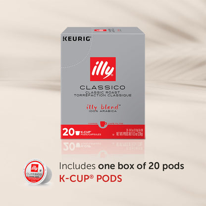 Illy Classico Roast K Cups for Keurig – Mild & Flavorful Coffee with Caramel, Orange Blossom & Jasmine – 20 Count, No Preservatives
