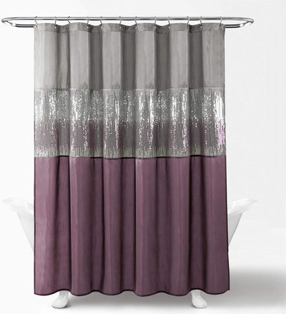 Lush Decor Night Sky Shower Curtain, 72" X 72", Gray & Purple