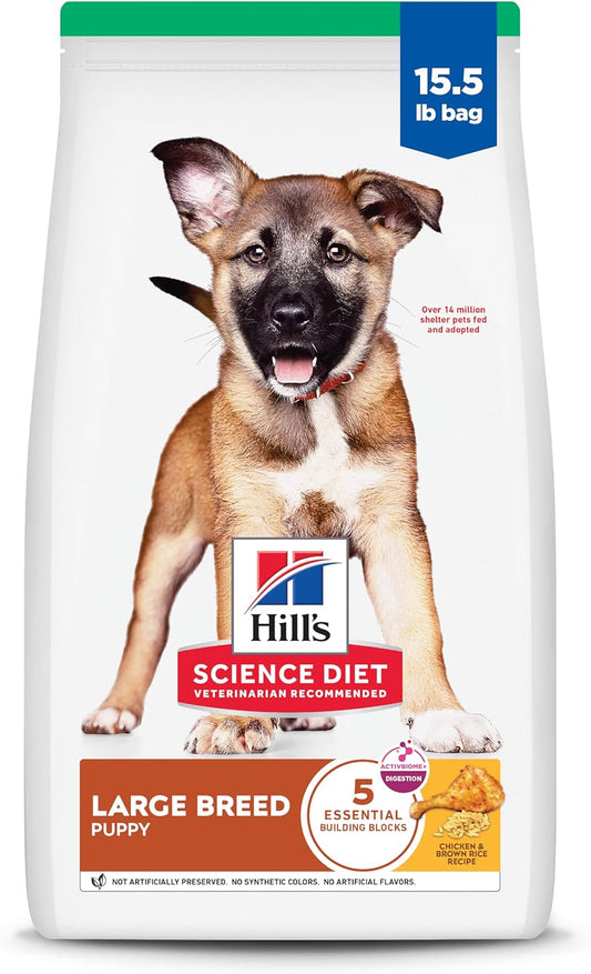 Hill'S Science Diet Large Breed Puppy Food, DHA to Support Healthy Development, Chicken & Brown Rice Dry Dog Food, 15.5 Lb. Bag