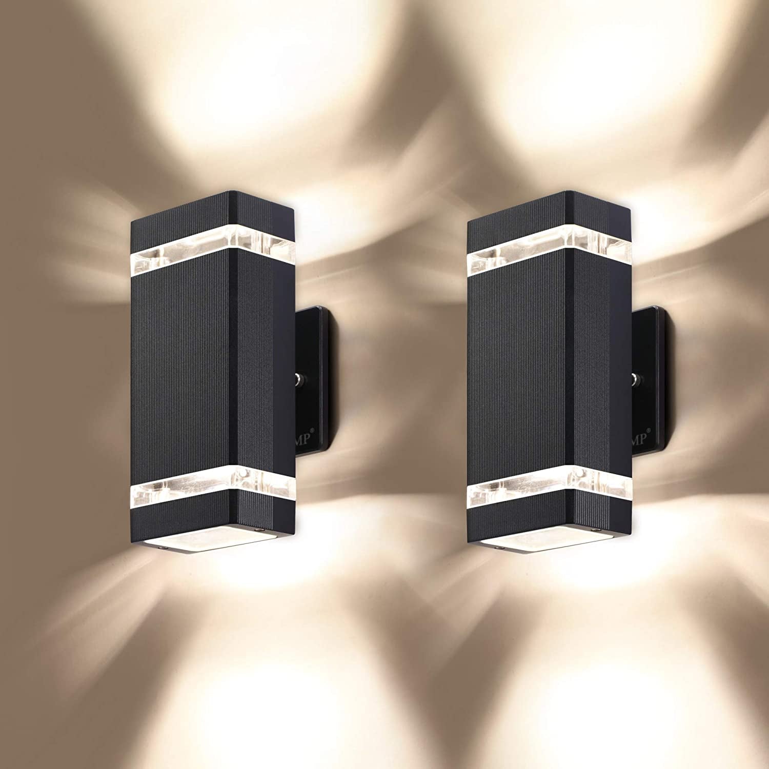 LMP 2-Pack Waterproof LED Square Up and Down Outdoor Wall Lights - 3000K, 5W, Aluminum, ETL Certified