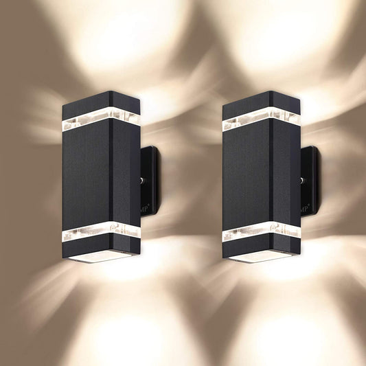LMP 2-Pack Waterproof LED Square Up and Down Outdoor Wall Lights - 3000K, 5W, Aluminum, ETL Certified