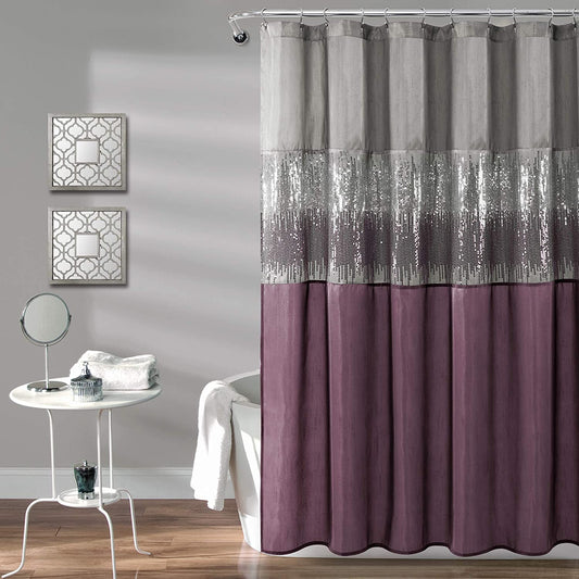 Lush Decor Night Sky Shower Curtain, 72" X 72", Gray & Purple