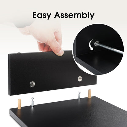 FITUEYES Dual Monitor Stand - Adjustable 3-Shelf Wood Riser for Optimal Desk Organization, Stylish Black Design