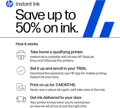 HP Deskjet 2855E Wireless All-In-One Printer with Scanner and Copier - Ideal for Home Use, Includes 3-Month Instant Ink Trial, AI-Enabled Technology