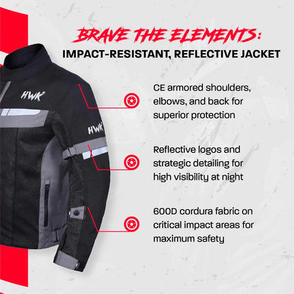 HWK Mesh Motorcycle Jacket Riding Air Motorbike Jacket Biker CE Armored Breathable