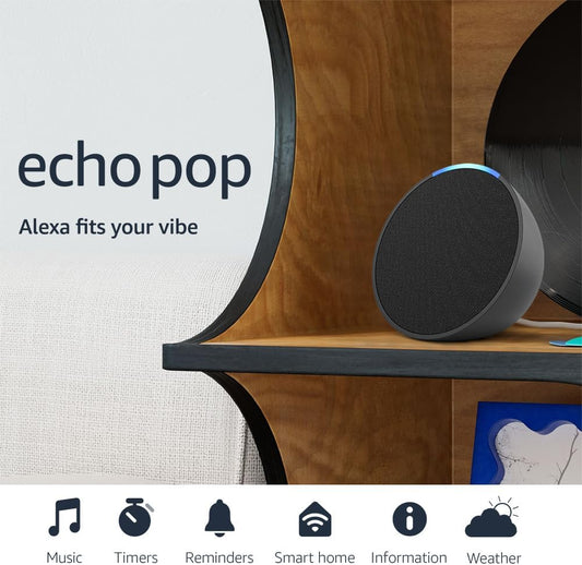 Compact Charcoal Amazon Echo Pop - The Perfect Alexa Speaker for Any Room!
