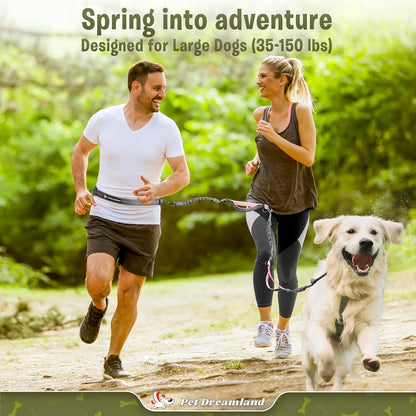 Pet Dreamland Exquisite Handsfree Dog Leash for Large Dogs. Ultimate Comfort & Freedom for Walking and Hiking. Premium Quality, Durable & Versatile Waist Belt. Your Dog Will Love This Running Leash.