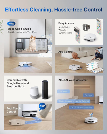 DEEBOT T30S Pro Robot Vacuum and Mop with 11,000 Pa Suction, Auto Empty Station Smart Navigation AI Edge Cleaning Robot,10-In-1 Cleaning Station