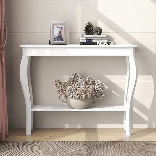 Chic White Choochoo Narrow Console Table - Stylish Accent for Entryway or Sofa