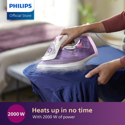 Perfect Care 3000 Series Steam Iron, 2000 W Power, 30 G/Min Continuous Steam, 140 G Steam Boost, 300 Ml Water Tank, Ceramic Soleplate, Purple (DST3010/39)