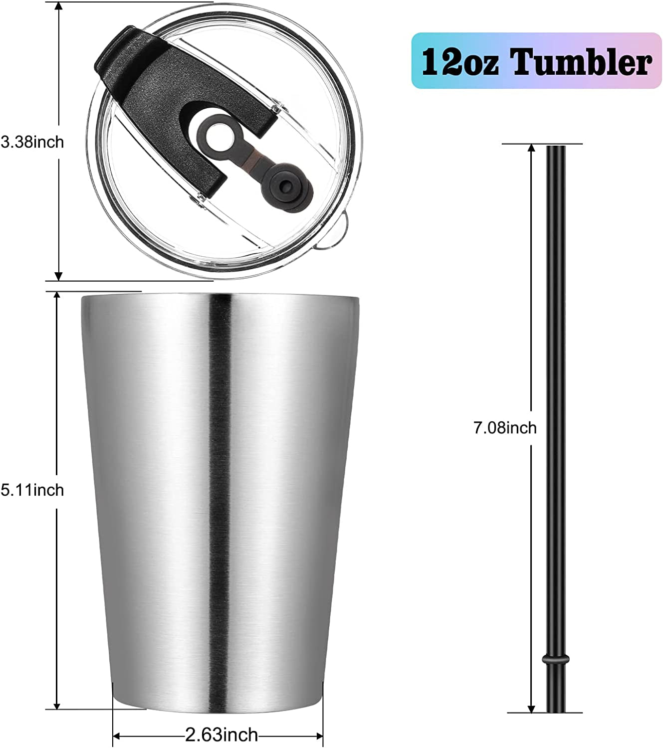 VEGOND 12-Pack 12Oz Stainless Steel Vacuum Insulated Travel Tumblers with Lids and Straws - Durable, Reusable, Perfect for On-the-Go!