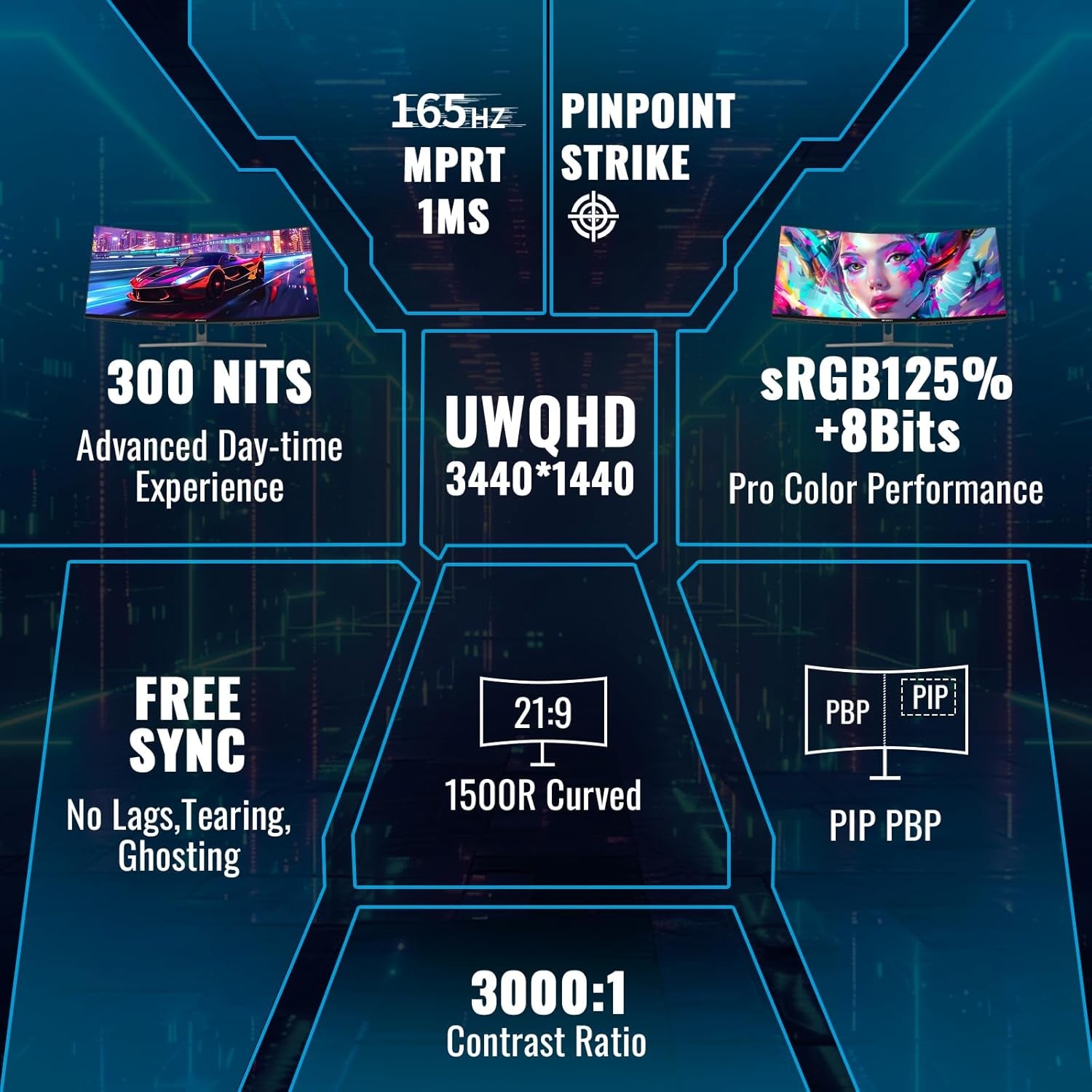 SANSUI 24.5" Gaming Monitor - 300Hz/240Hz FHD 1080P, 1ms Response, HDR, FreeSync, Fast IPS, Dual DisplayPort & HDMI, VESA Support - Ultimate Gaming Experience (Es-G25X1 PRO)