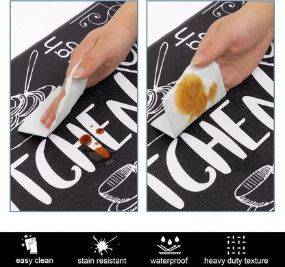 HEBE Kitchen Mats for Floor Set of 2 Thick anti Fatigue Mat for Cushioned, Waterproof Non-Slip Rugs Comfort Standing Chef Mat for Kitchen Sink, Laundry Room, Farmhouse Home Decor