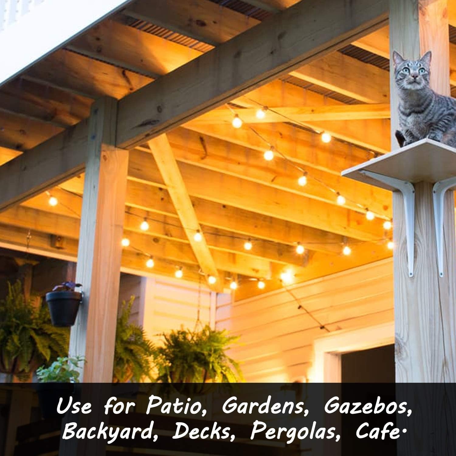 Banord 29FT Shatterproof Globe Outdoor String Lights - 15 Dimmable Waterproof Bulbs for Patio, Porch & Cafe Decor