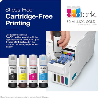 Epson EcoTank ET-2800 Wireless All-In-One Supertank Printer – Cartridge-Free, Scan & Copy, Perfect for Home Use - White