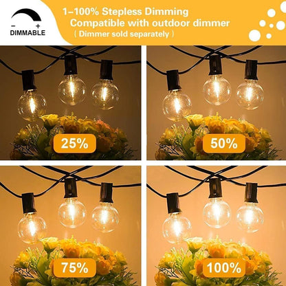 Banord 29FT Shatterproof Globe Outdoor String Lights - 15 Dimmable Waterproof Bulbs for Patio, Porch & Cafe Decor