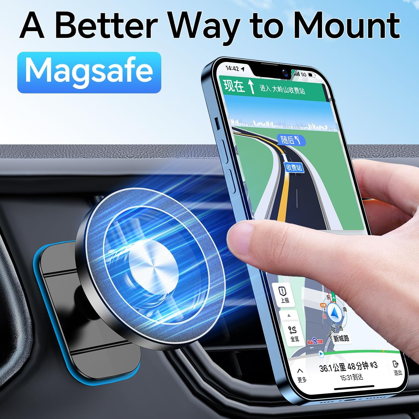 Kaistyle Magnetic Car Mount with 20 Strong Magnets - Ultimate Phone Holder for iPhone 17/16/15/14 and More - Perfect Dash Accessory for Men & Women