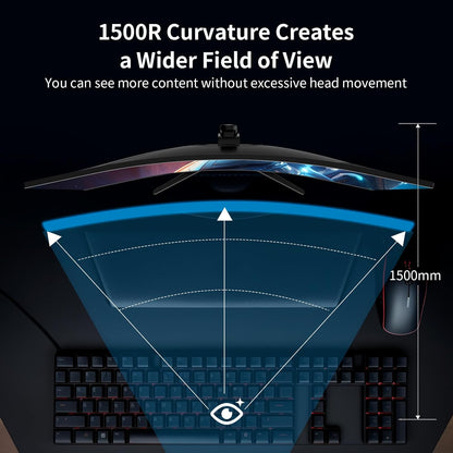 SANSUI 27" Curved 240Hz Gaming Monitor - FHD 1080P, 1500R Curve, 130% sRGB, HDR, Freesync, 1ms MPRT, Low Blue Light, HDMI/DP Ports, Metal Stand Included