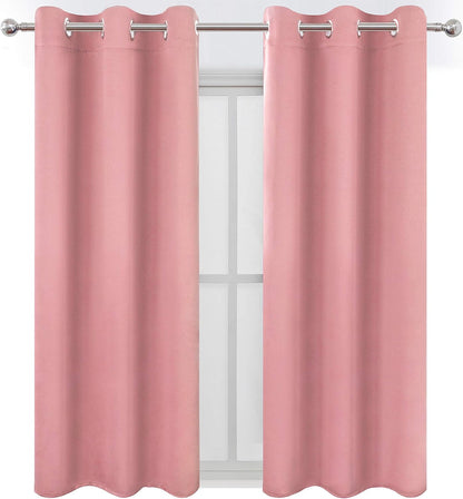 Luxurious Baby Pink Blackout Curtains - Set of 2 Grommet Panels (42" x 63") for a Cozy Bedroom Retreat