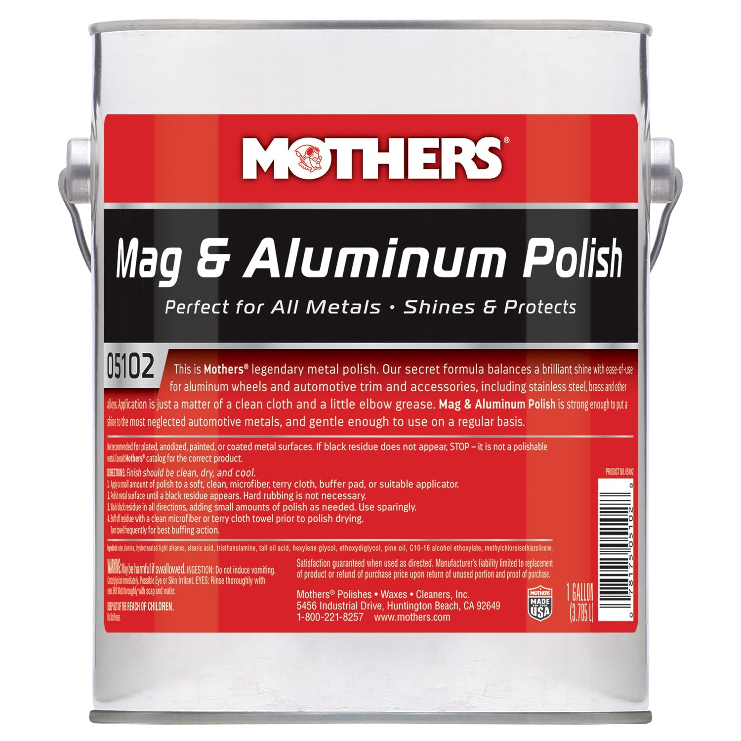 Mothers Mag & Aluminum Polish, 10 Oz. – Brilliant Shine, Easy to Use, for All Uncoated & Unplated Metals Including Aluminum Wheels, Stainless Steel Trim and Exhaust Tips, Brass & More (05101)