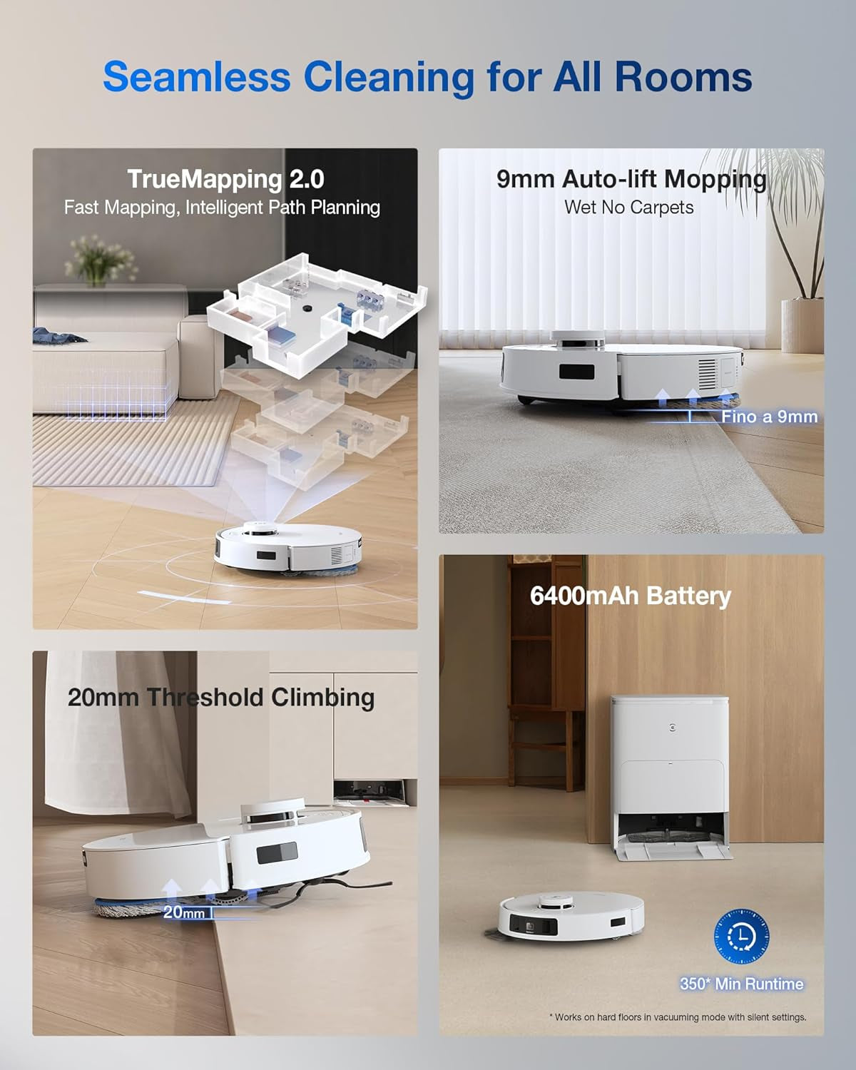 DEEBOT T30S Pro Robot Vacuum and Mop with 11,000 Pa Suction, Auto Empty Station Smart Navigation AI Edge Cleaning Robot,10-In-1 Cleaning Station