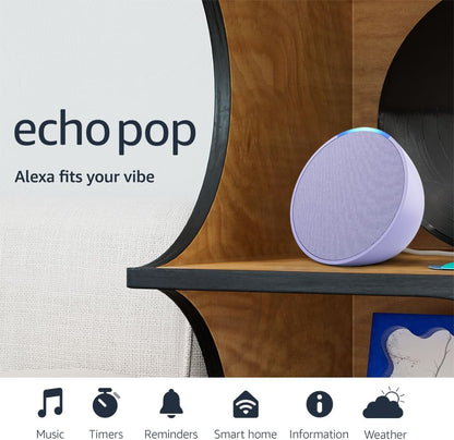 Compact Alexa Speaker - Amazon Echo Pop (Newest Model) in Lavender Bloom, Perfect for Any Room!