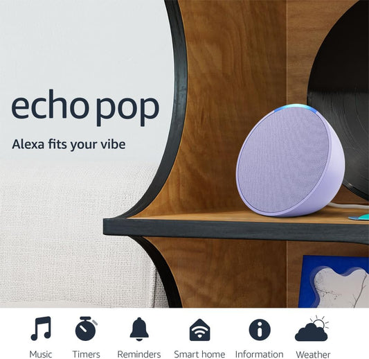 Compact Alexa Speaker - Amazon Echo Pop (Newest Model) in Lavender Bloom, Perfect for Any Room!